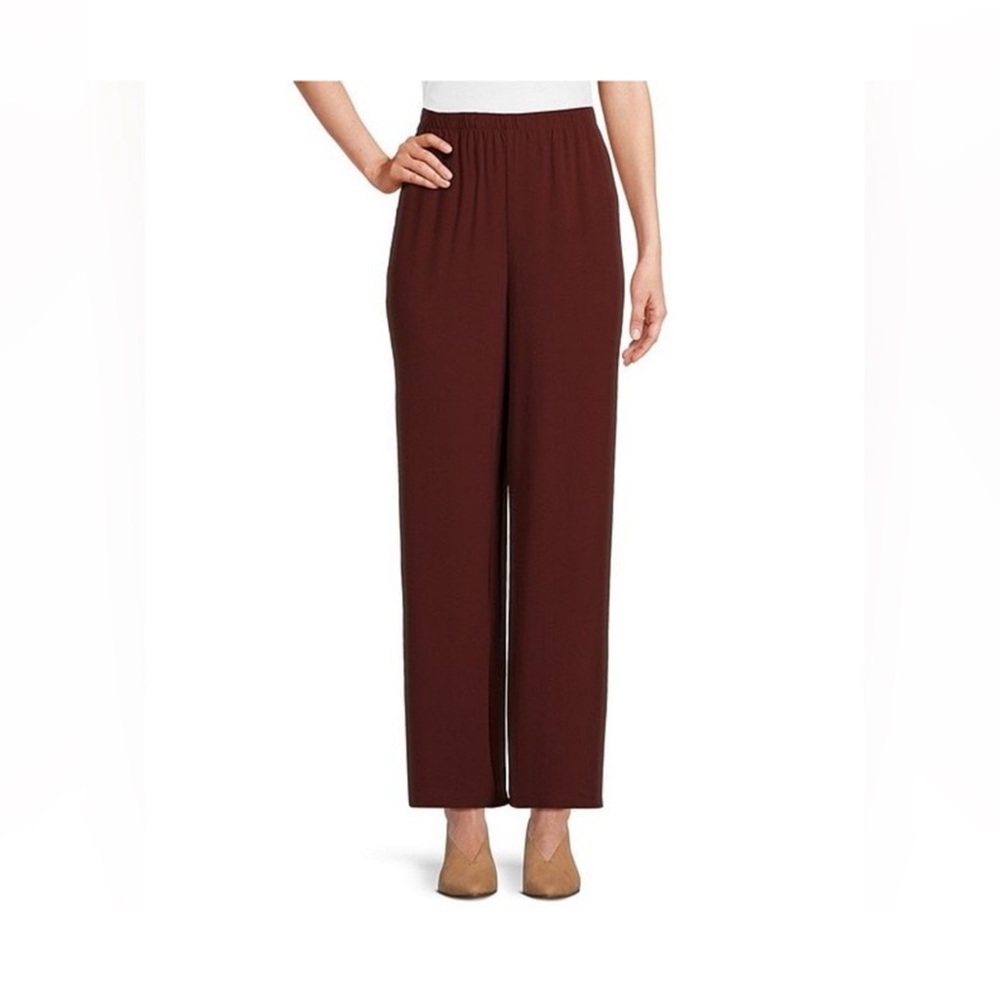 NWT Eileen Fisher Silk Crepe Redwood Ankle Wide Leg Pants